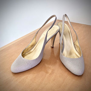 J. Crew “Cate” Grey Leather Slingback Pumps 7M